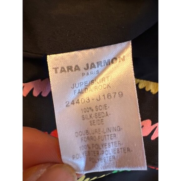 Tara Jarmon Silk Blend Multicolor Rainbow Striped Midi Skirt Size 38 - Picture 3 of 5